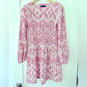 Maje Pleated Pink Paisley Dress